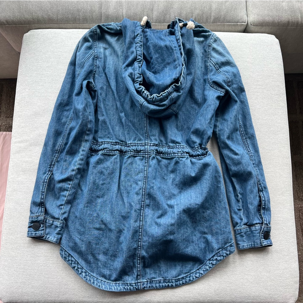 Modern Amusement Chambray Denim Hooded Jacket - Picture 7 of 8